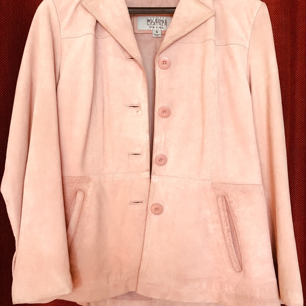 Leather suede pink jacket